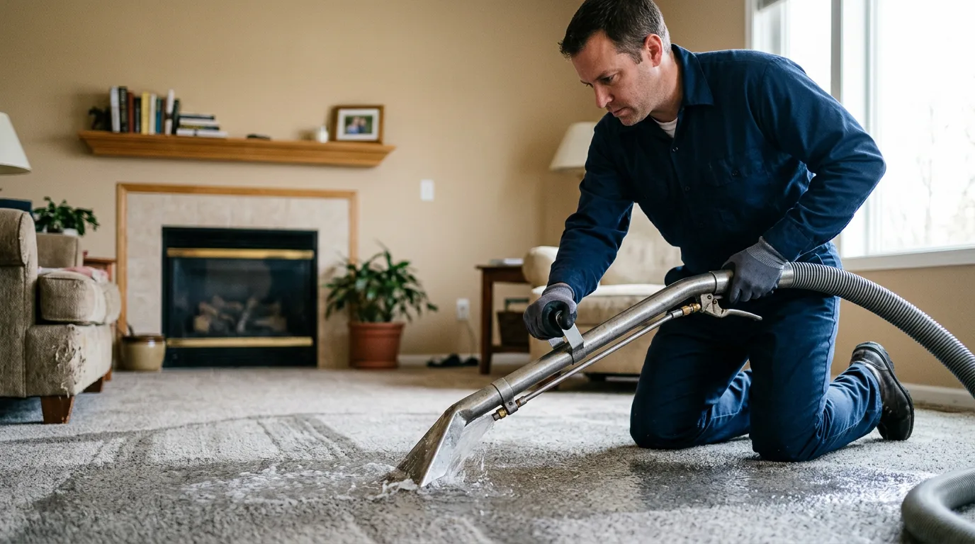 Water damage restoration technician working near Trout Run, PA